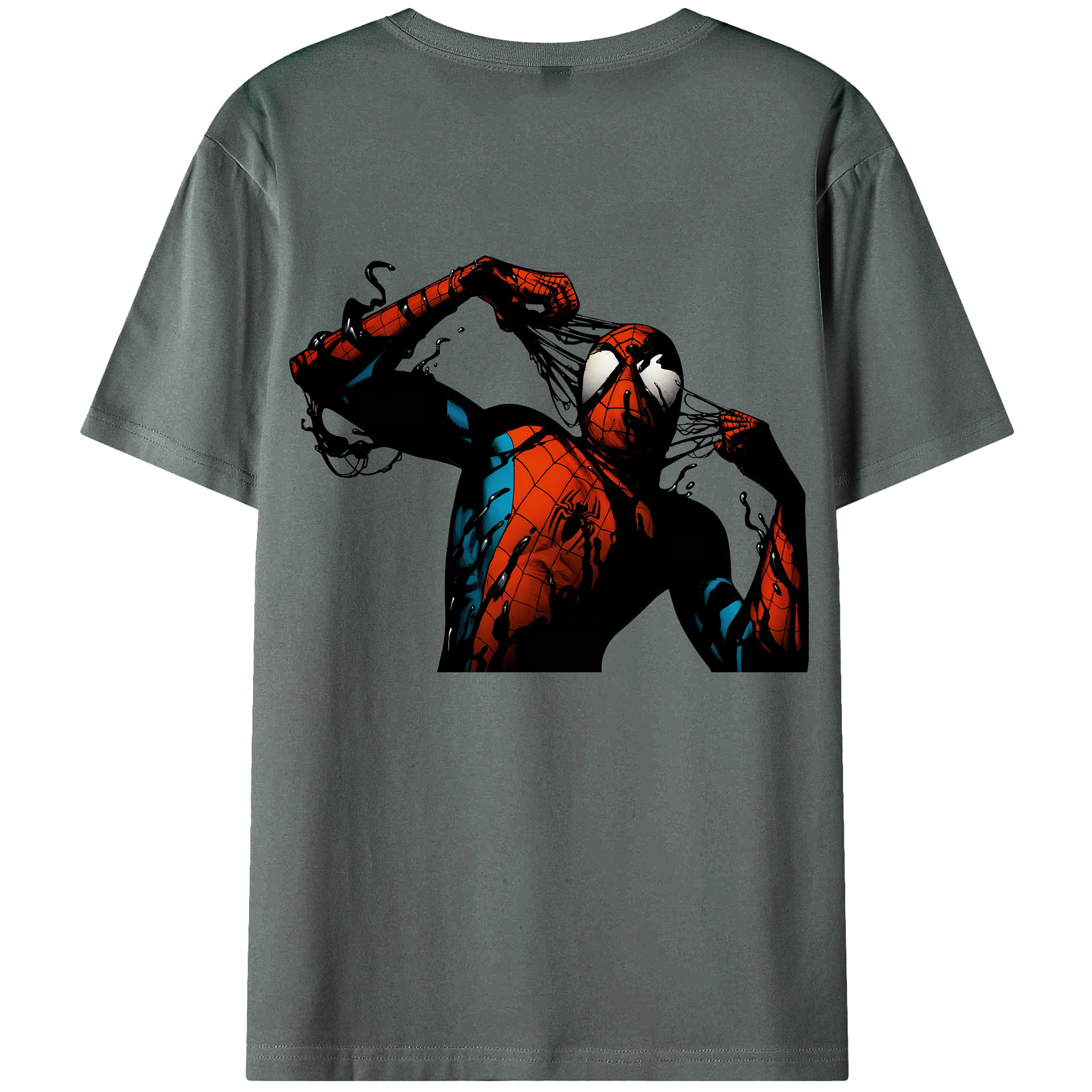 （画像用） Spider Man スパイダーマン 綿100％ メンズ半袖Tシャツ（バックプリント） 通気性